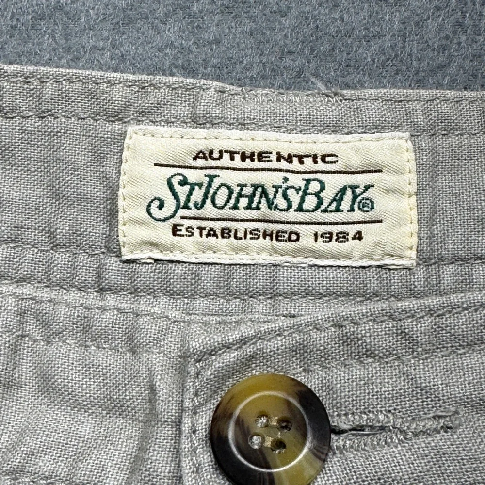 St John's Bay Mens Cargo Shorts Size 38 Beige Ramie Cotton Blend Utility Pocket